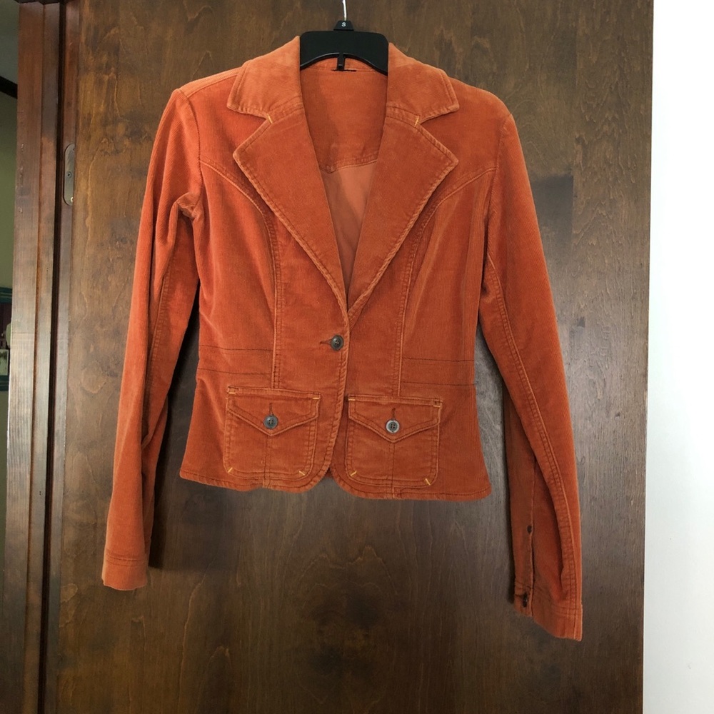 Lucky Brand Women's Orange Corduroy Blazer